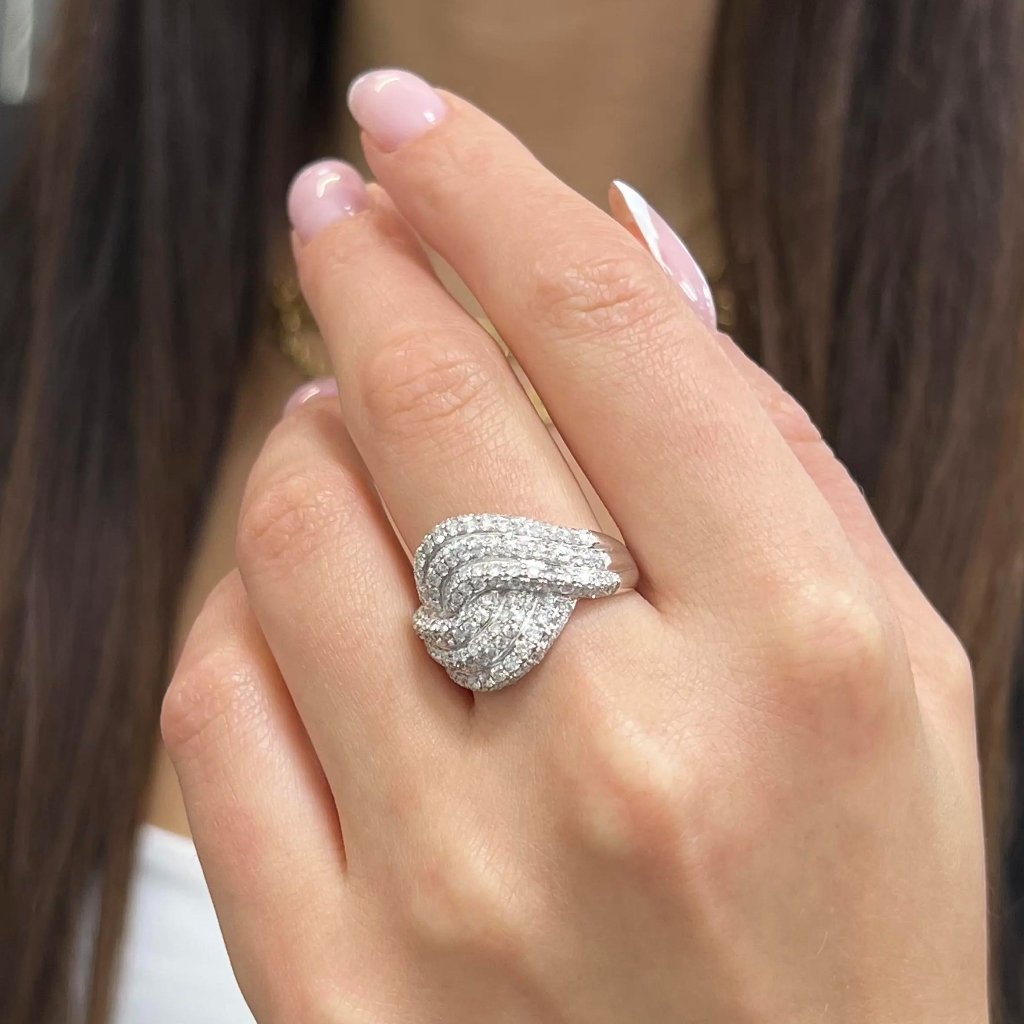 203ctw Prong Set Round Cut Diamond Ladies Cocktail Ring 14k White Gold Size 75 4968$